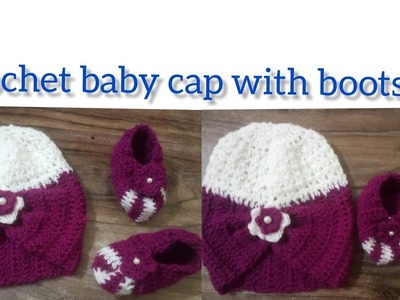 Beautiful crosia cap and boots for baby.easy design.