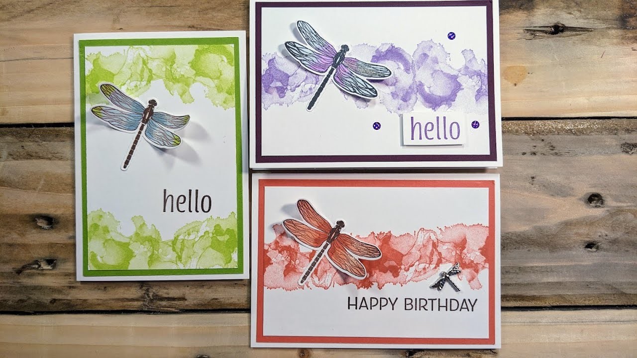 Coffee and Card design - simple card with Stampin Up Dragonfly Garden stamp set and matching punch