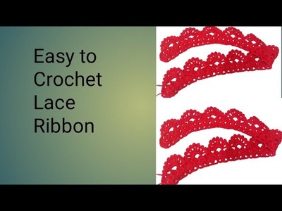 Easy to Crochet Lace Ribbon|Crochet Tape Lace Edge Pattern|Two Rows repeat