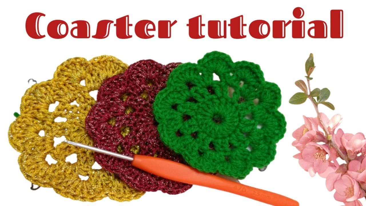 How to crochet a circle coaster|| Super easy coaster crochet pattern with granny heart :