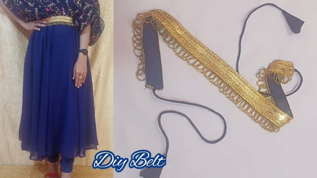 How To Make Belt For Saree.Gown.Making Designer Belt Use Leftover Lace.Diy Saree Belt