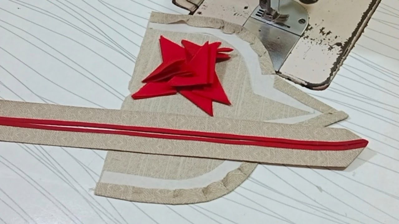 Neck design cutting and stitching.samosa lace,piping, v cut ,new neck design(salma designing ideas