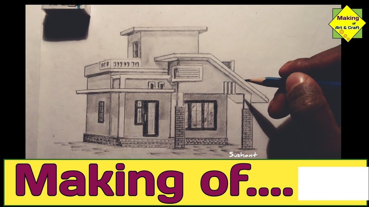 Pencil sketch of house #makingofartandcraft #pencilart #pencilsketch