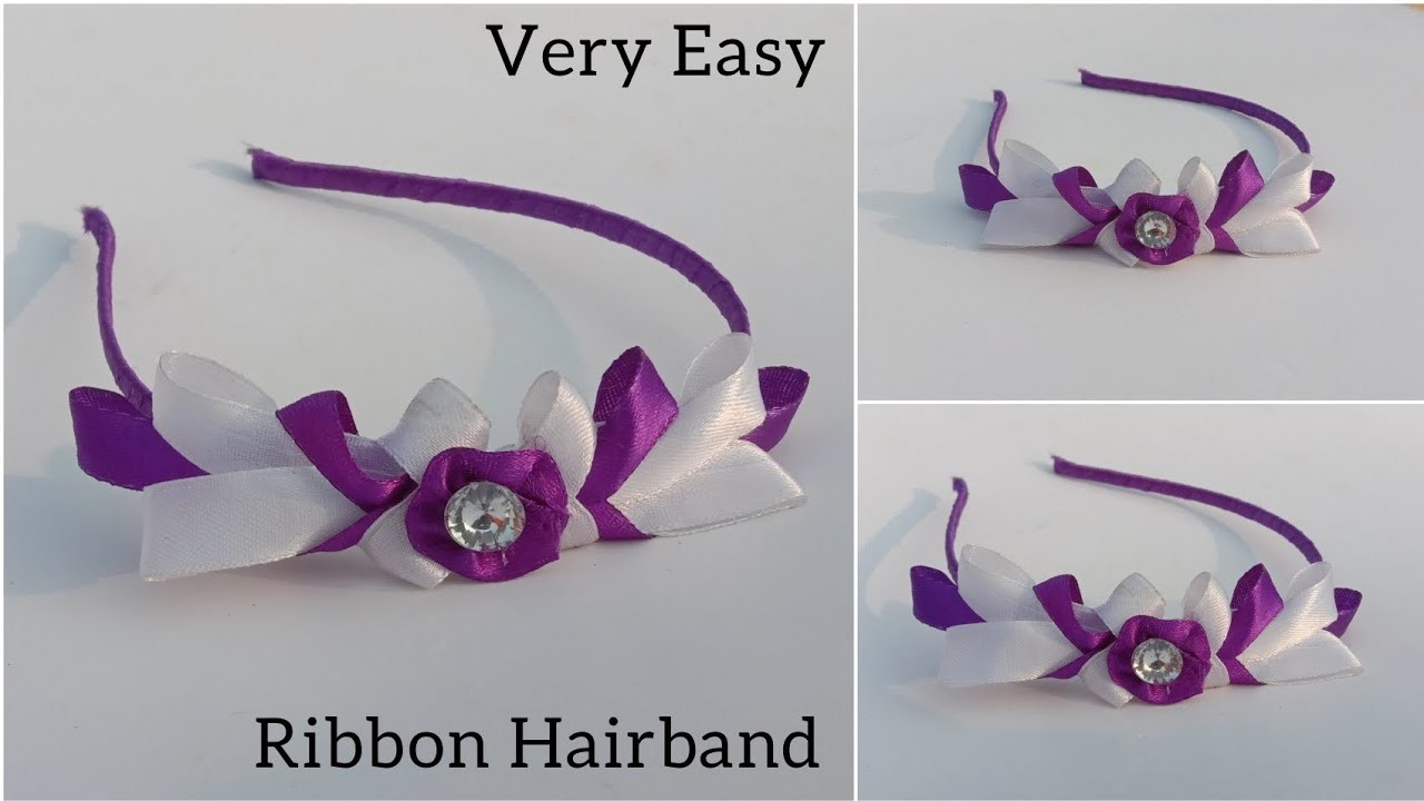 Satin Ribbon Hairband Making at home | Very easy steps | Making Hairband with Ribbon | DIY Hairband