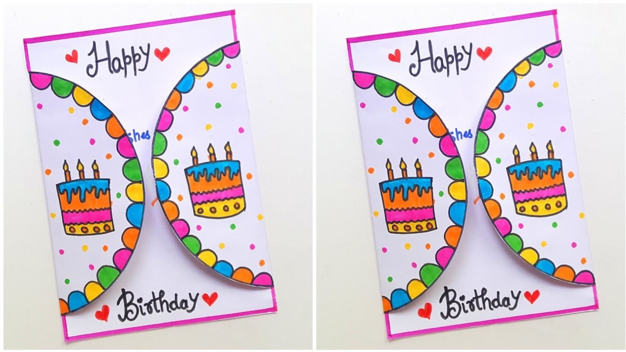 ???????? Unique ???????? Happy birthday card with WHITE PAGE • birthday drawing card making 2023 • birthday card