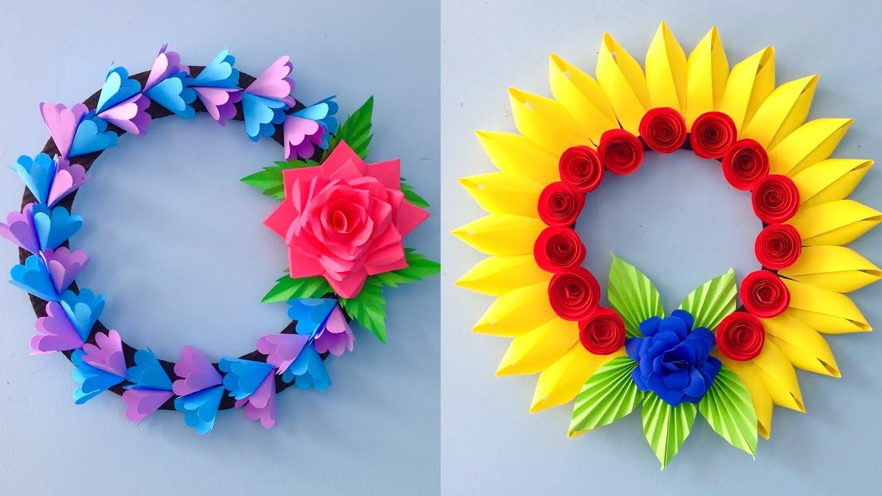 2 Unique Flower Wall Hanging. Quick Paper Craft For Home Decoration. Easy Wall Mate. DIY