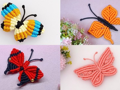 4 Beautiful DIY Macramé Butterfly | Macramé Butterfly Keychain | Macramé Butterfly Wall Hanging