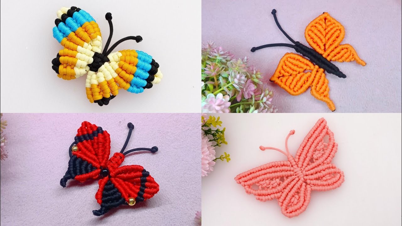 4 Beautiful DIY Macramé Butterfly | Macramé Butterfly Keychain | Macramé Butterfly Wall Hanging