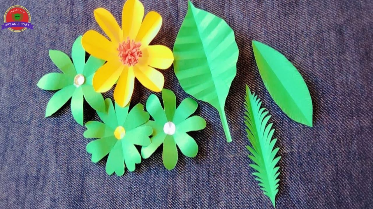 7 easy paper flower and leaves ideas.diy paper ideas.paper craft.paper cutting ideas.paper leaf