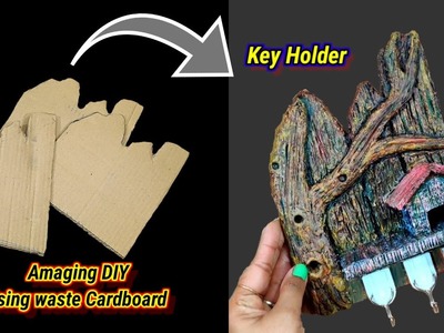 Cardboard Key Holder, Home made key Holder, DIY, Cardboard Craft
