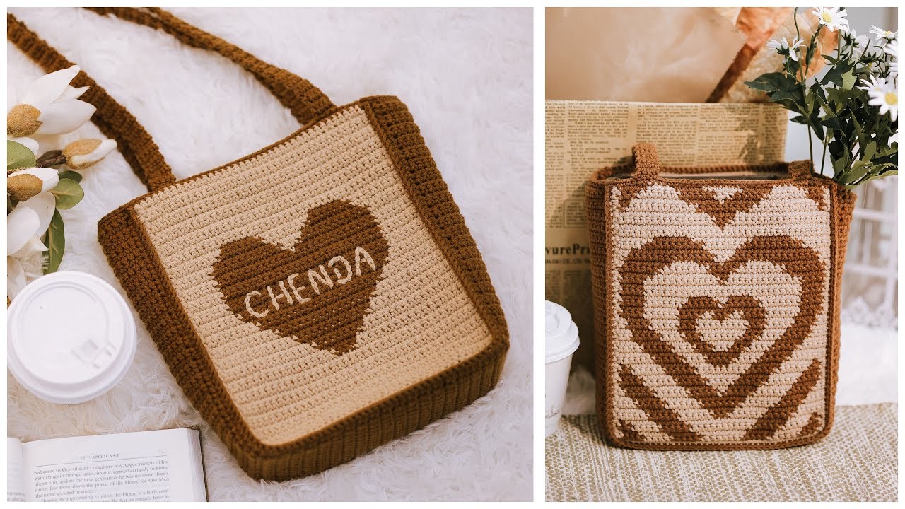 Crochet Powerpuff Heart Tote Bag Tutorial | Chenda DIY