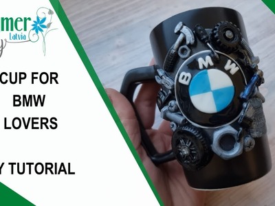 CUP for BMW lovers. Polymer clay DIY tutorial