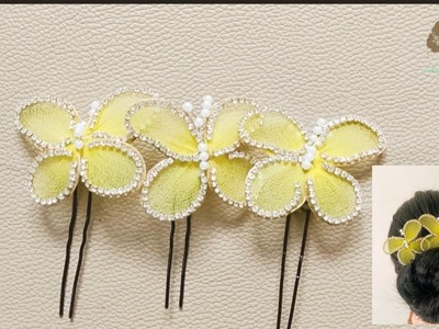 DIY bridal hair accessory.U pin.using fabric.butterfly hair accessory
