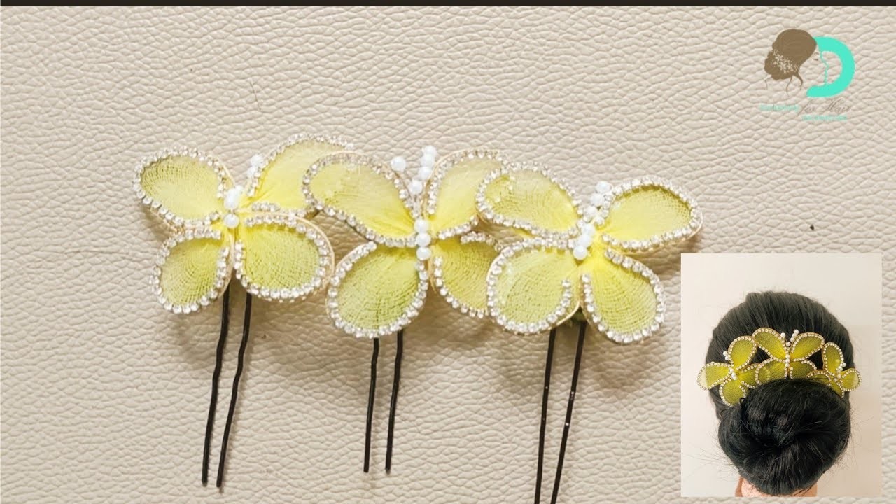 DIY bridal hair accessory.U pin.using fabric.butterfly hair accessory