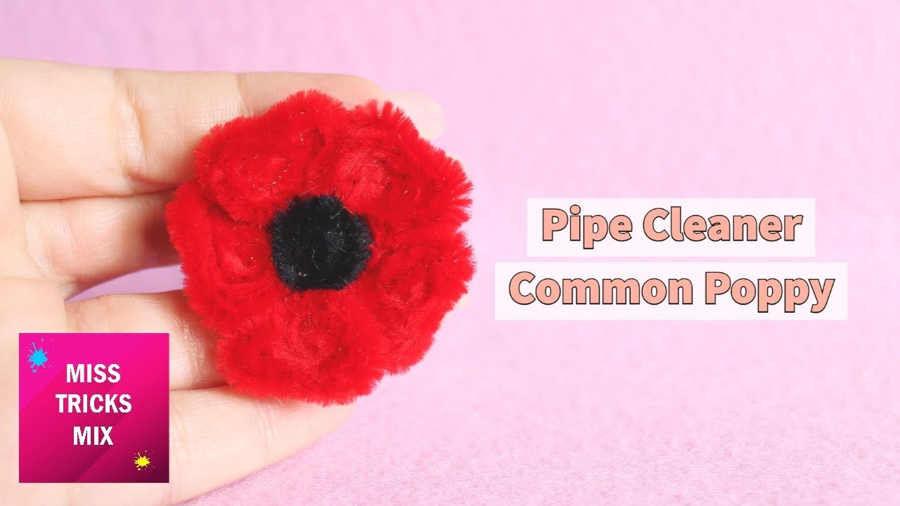 DIY: Easy Pipe Cleaner Common Poppy Flower | Pipe Cleaner Craft | Spring Craft.
