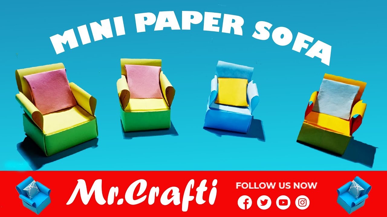 DIY MINI PAPER SOFA. Paper Crafts For School. Paper Craft. Easy kids craft ideas.Paper Craft New