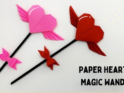 DIY PAPER MAGIC WAND. Paper Crafts For School. Paper Craft. Heart Magic Wand. Origami Heart