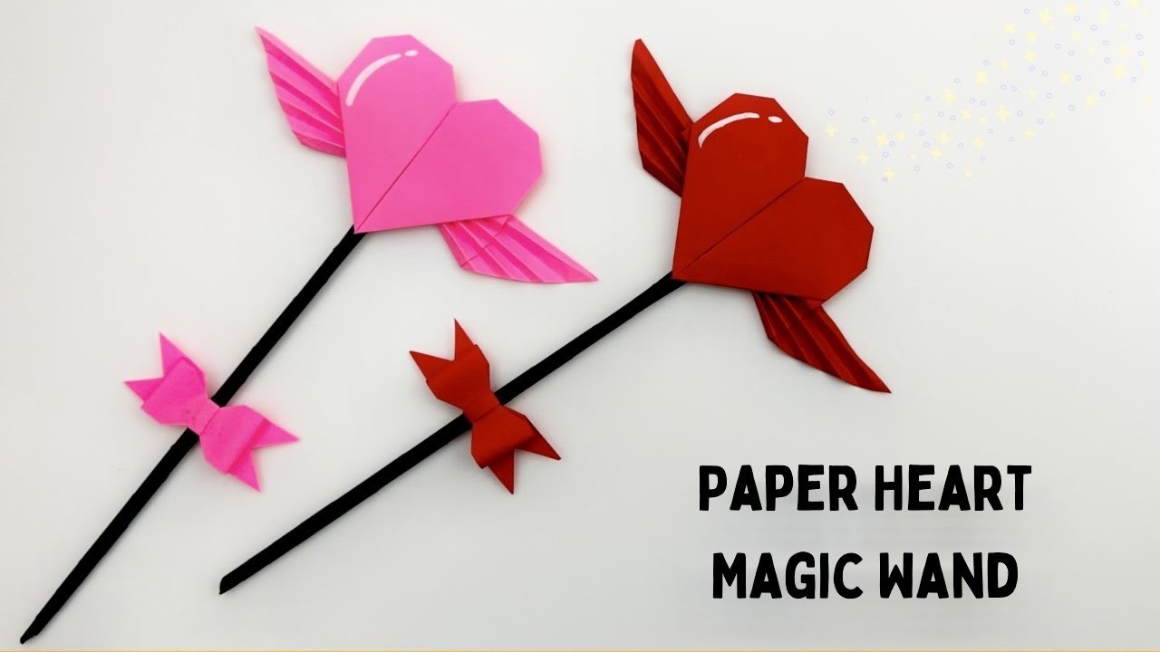 DIY PAPER MAGIC WAND. Paper Crafts For School. Paper Craft. Heart Magic Wand. Origami Heart