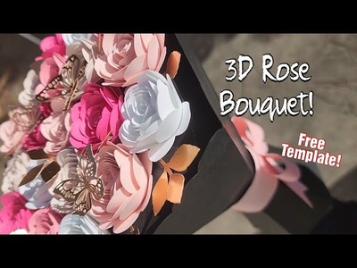 DIY: Paper Rose Bouquet with Butterflies. Free Template !