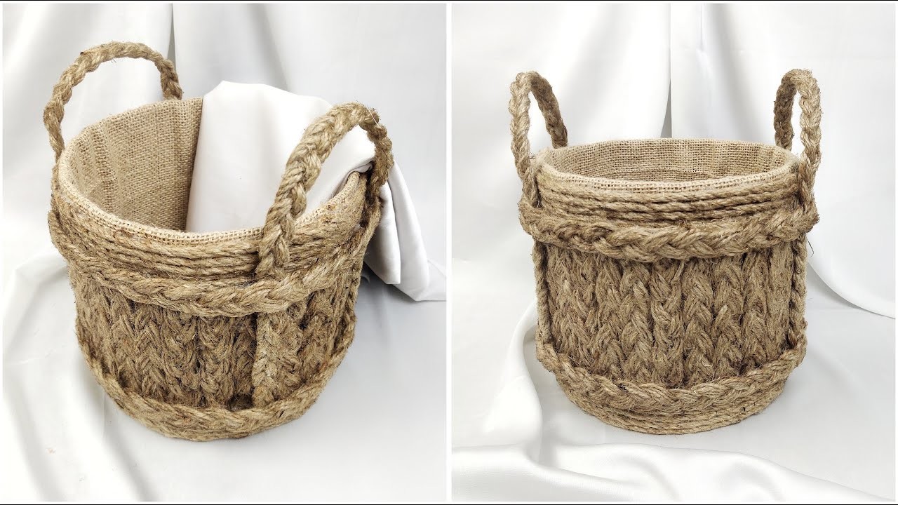 DIY STORAGE BASKET. ROPE BASKET. CARDBOARD CRAFTS