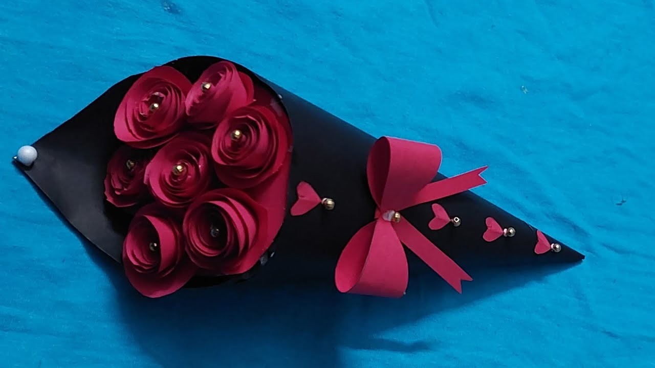 DIY valentines day ♥️ craft.Easy paper craft.paper rose ????flowers bouquet ????