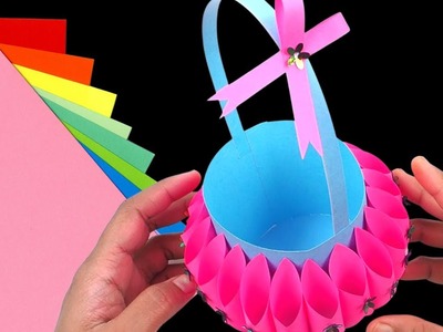 Easy Paper Basket Making | DIY Crafts | Simple Paper Craft Ideas | DIY Flower Basket | Paper DIY