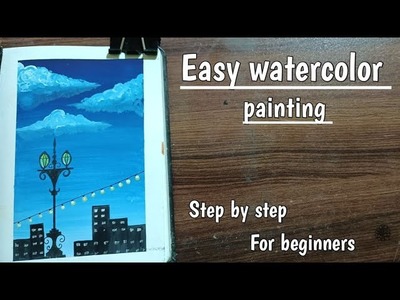 Easy watercolor painting.easy painting.step by step.how to draw beautiful watercolor painting