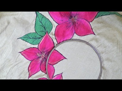 Fabric Painting #62 l Simple and elegant Flowers Hand painting on Lehenga and Choli(crop top)