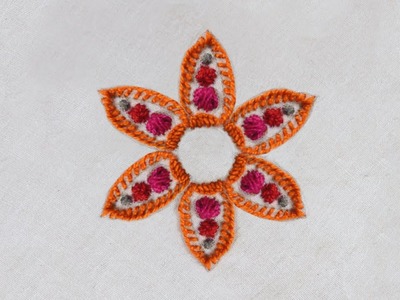 Hand embroidery flower design | needle work with easy stitch |
