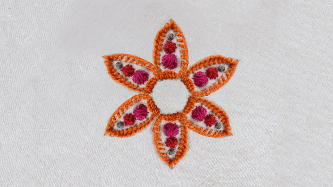 Hand embroidery flower design | needle work with easy stitch |