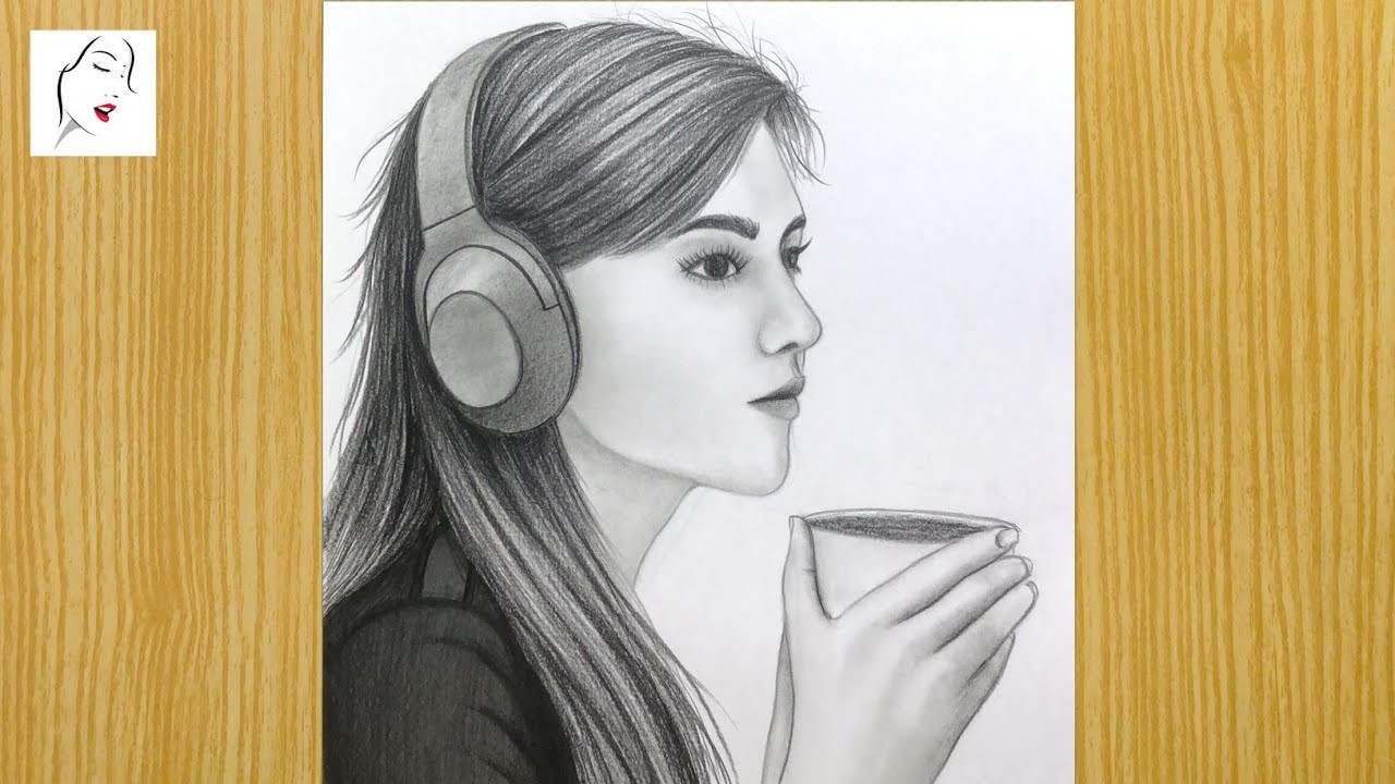 How to Draw a Innocent Girl with Pencil Sketch | A Girl Drawing With Tea Cup | Drawing Pictures