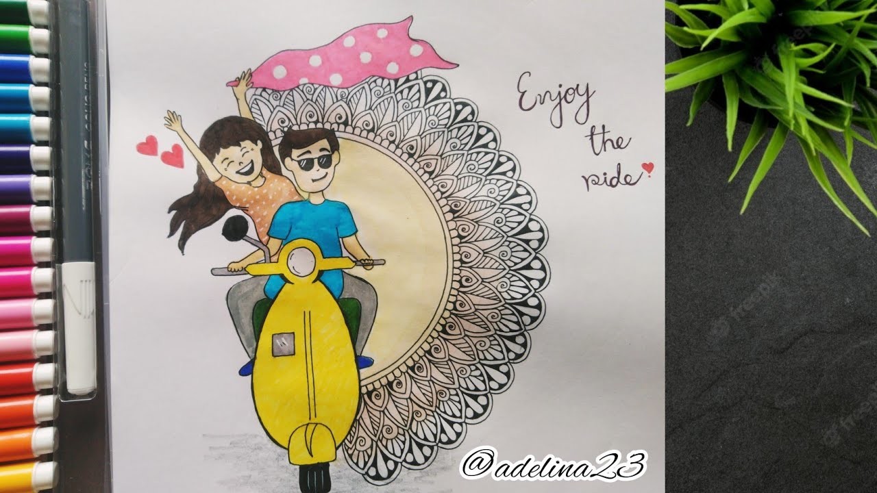 How To Draw Easy Mandala Art For Beginners | Couple Mandala Art | #couplegoals #love #mandala