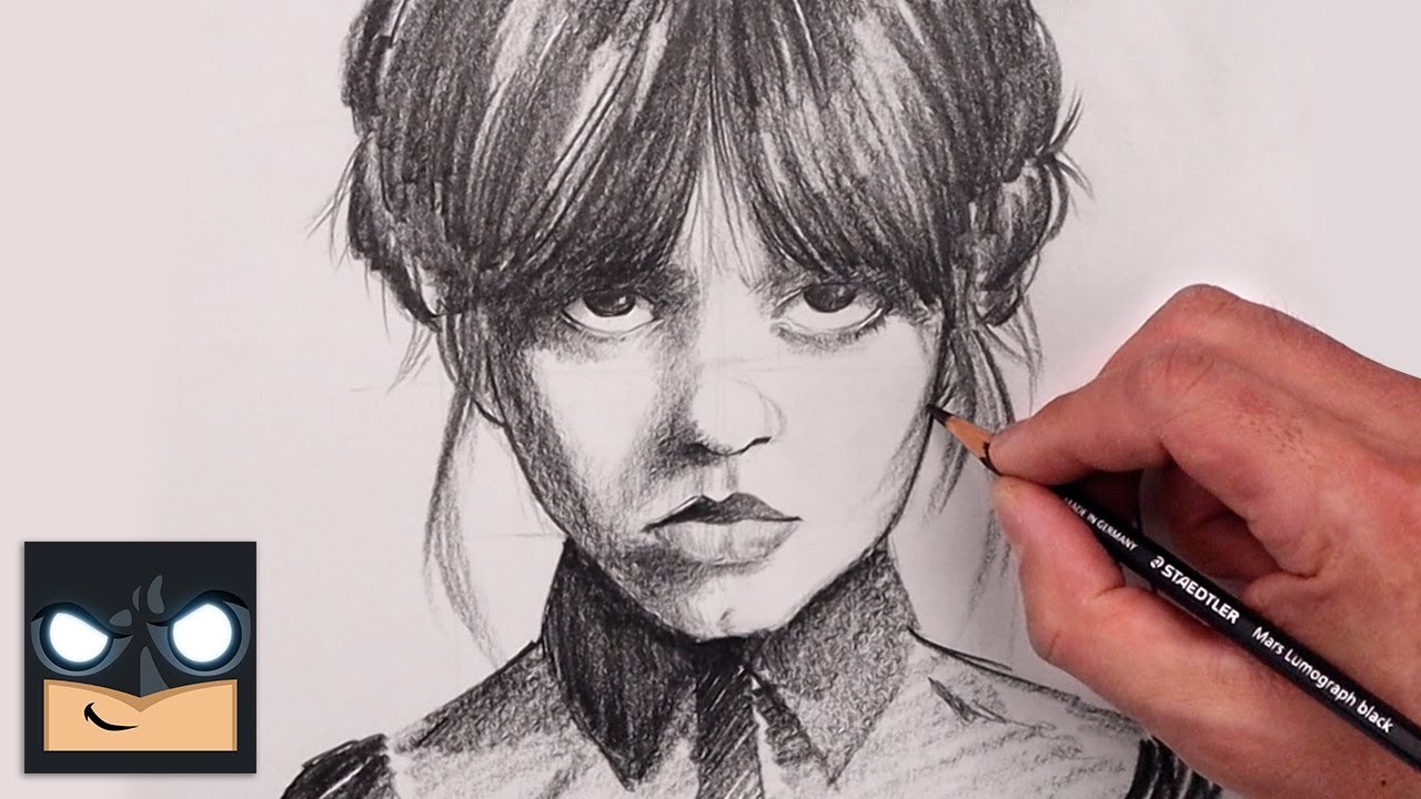 How To Draw Wednesday Addams, Sketch Tutorial