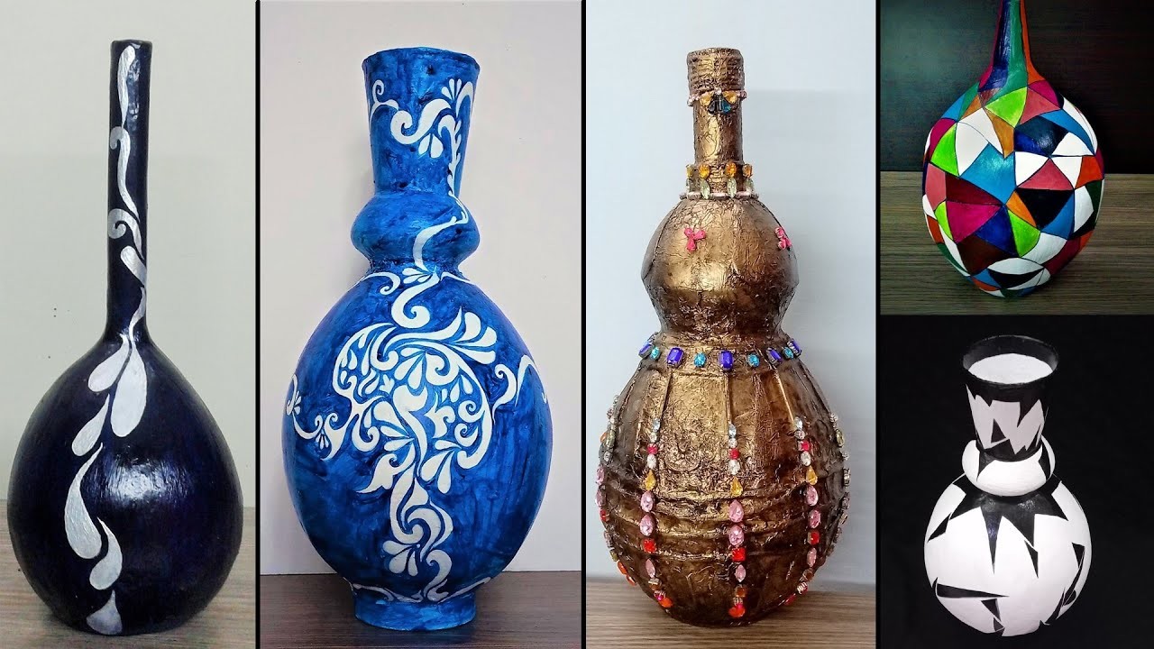How to make a vase from balloon - Balloon Vase - Plaster of Paris Vase - Plastic Bottle Craft