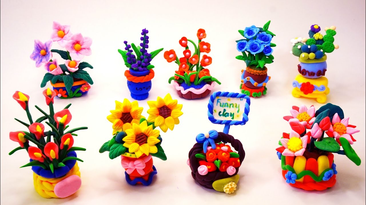 How To Making Polymer Clay Miniature Flower Pot | DIY Funny Clay