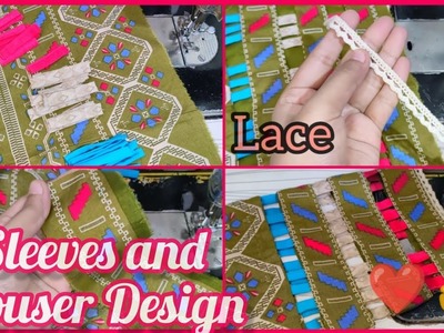 How to sew Beautiful Sleeve Design with Lace || Sleeves Stitching Technique???? || see and make design