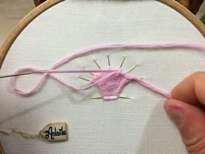 Needle weaving rose petals &  flower stamen - Wild rose branch 3d embroidery tutorial  ( Part 1 )