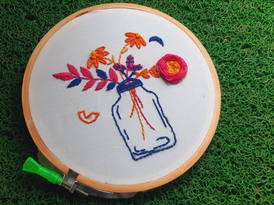 Simple hand embroidery flower. embroidery beginners.hoop art