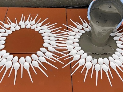 Super Ideas From Plastic Spoon And  Cement. Make  Coffee Table And Flower Pots So Easy