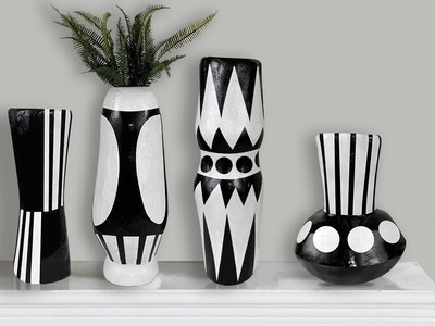 White cement craft ideas flower vase | cement craft ideas home decoration | plastic bottle vase