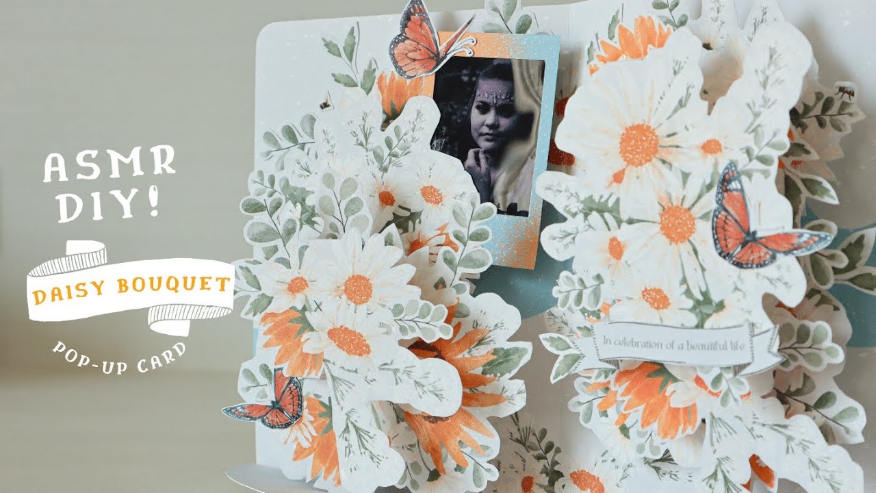 ASMR DIY Daisy Bouquet Pop-Up Card Tutorial - Memorial Gift