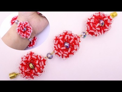 Beaded Rose Bracelet Making Tutorial.Seed Beads Bracelet Making.Beading Tutorials-Easy & Quick Craft