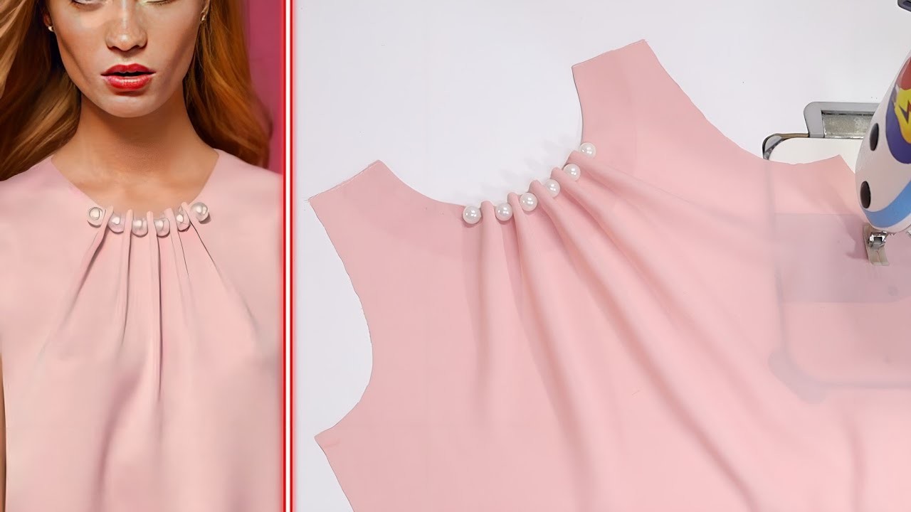 Beautiful Neck Design With Pearls for Sewing Lover. Very easy sewing tutorial