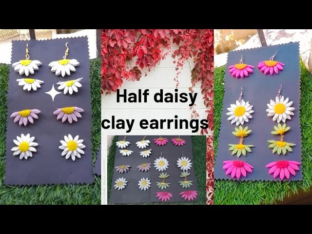 Clay daisy flower earrings making at home || polymer clay || jewellery tutorial || FK Arts & Craft