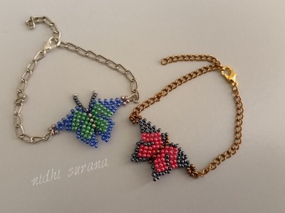Cute & Easy 3D Butterfly Bracelet.Pendant with seed beads only.Tutorial diy