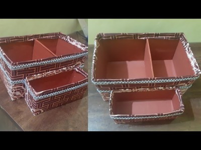 DIY-Desktop Organizer by Cardboard | Pen Holder Organizer | Cardboard Craft | DIY Fabric craft ideas