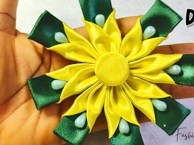 DIY- Easy Satin Ribbon Rose | Tutorial | how to make Kanzashi Flower | Sun ☀️| Craft ideas and hacks