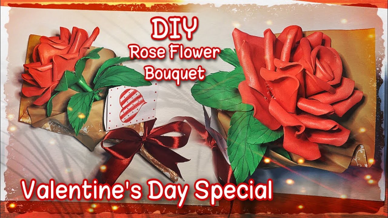 DIY Rose Flower Bouquet || Valentine’s Day Special || How to Make Flower from Foam Sheet Craft Ideas