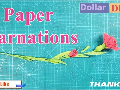 Dollar - DIY | Carnations from recycled paper.Paper Craft For Home Decoration.