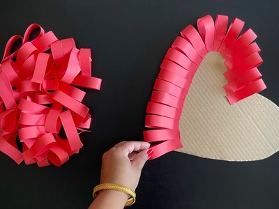 Easy Valentine’s Day Craft idea. Paper Craft for Home Decoration. DIY Paper Heart Wall Hanging